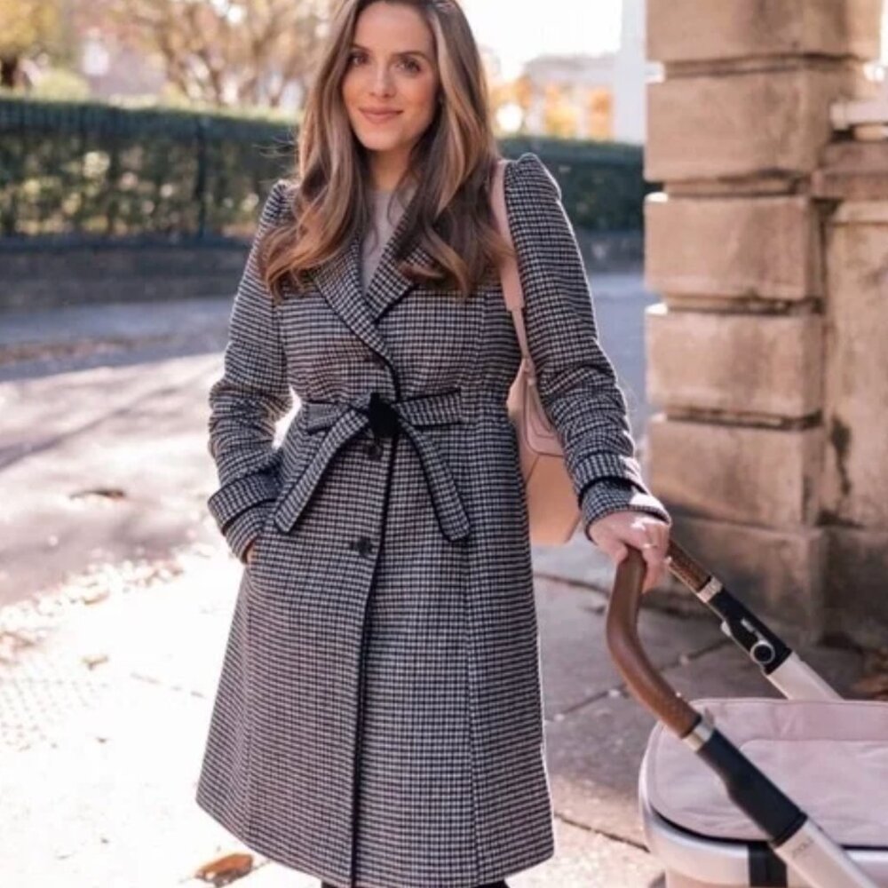 Gal Meets Glam Black White OPHELIA Wool Coat Rare HTF NWOT Never Been Worn